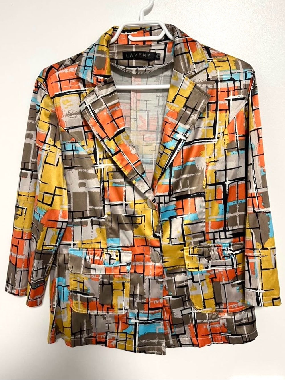 Vintage Lavena Abstract Print Lightweight Blazer